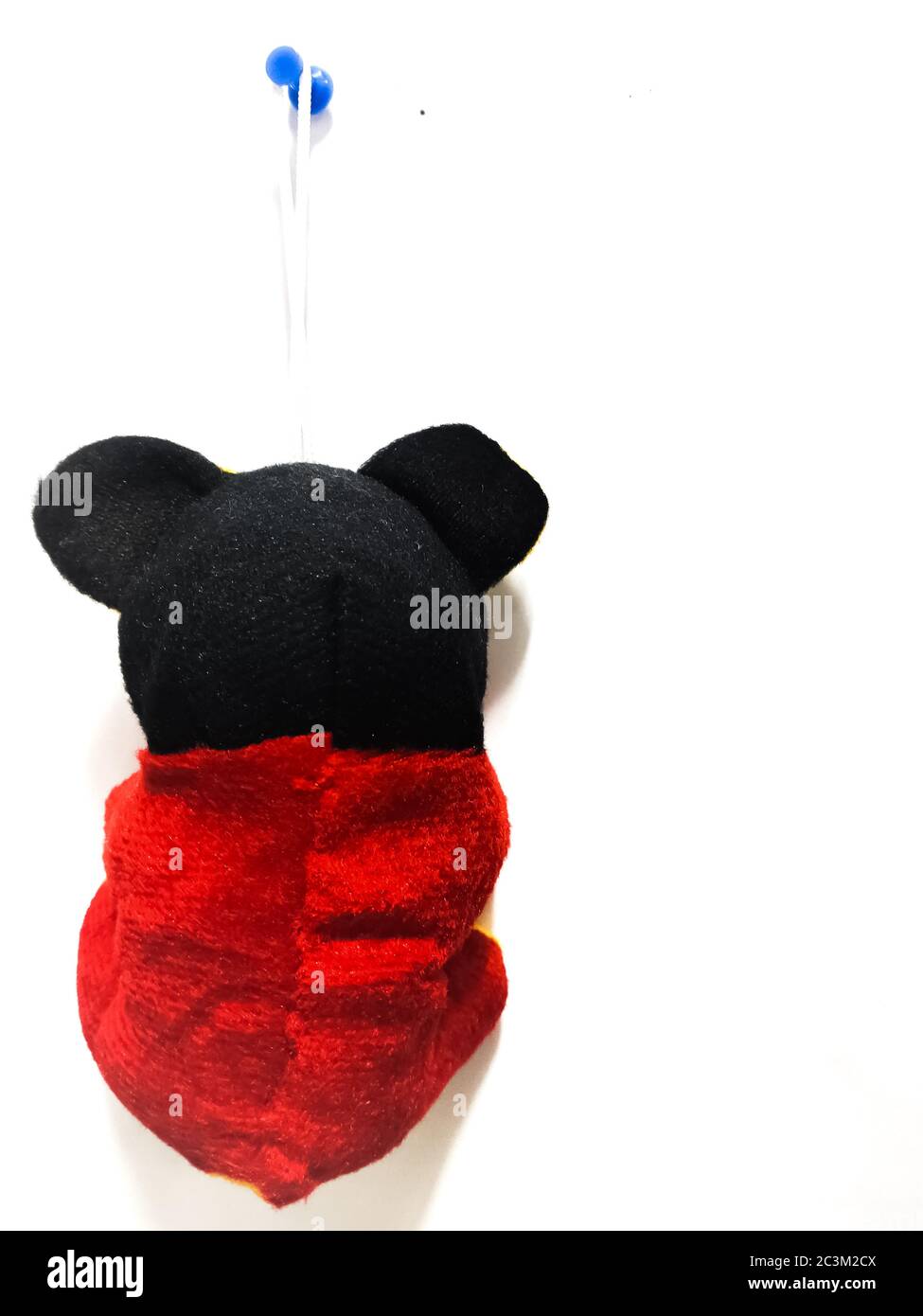 Chennai, India - March‎ ‎11‎th ‎2020 : Topolino appeso dietro la parete isolato su sfondo bianco. Foto Stock