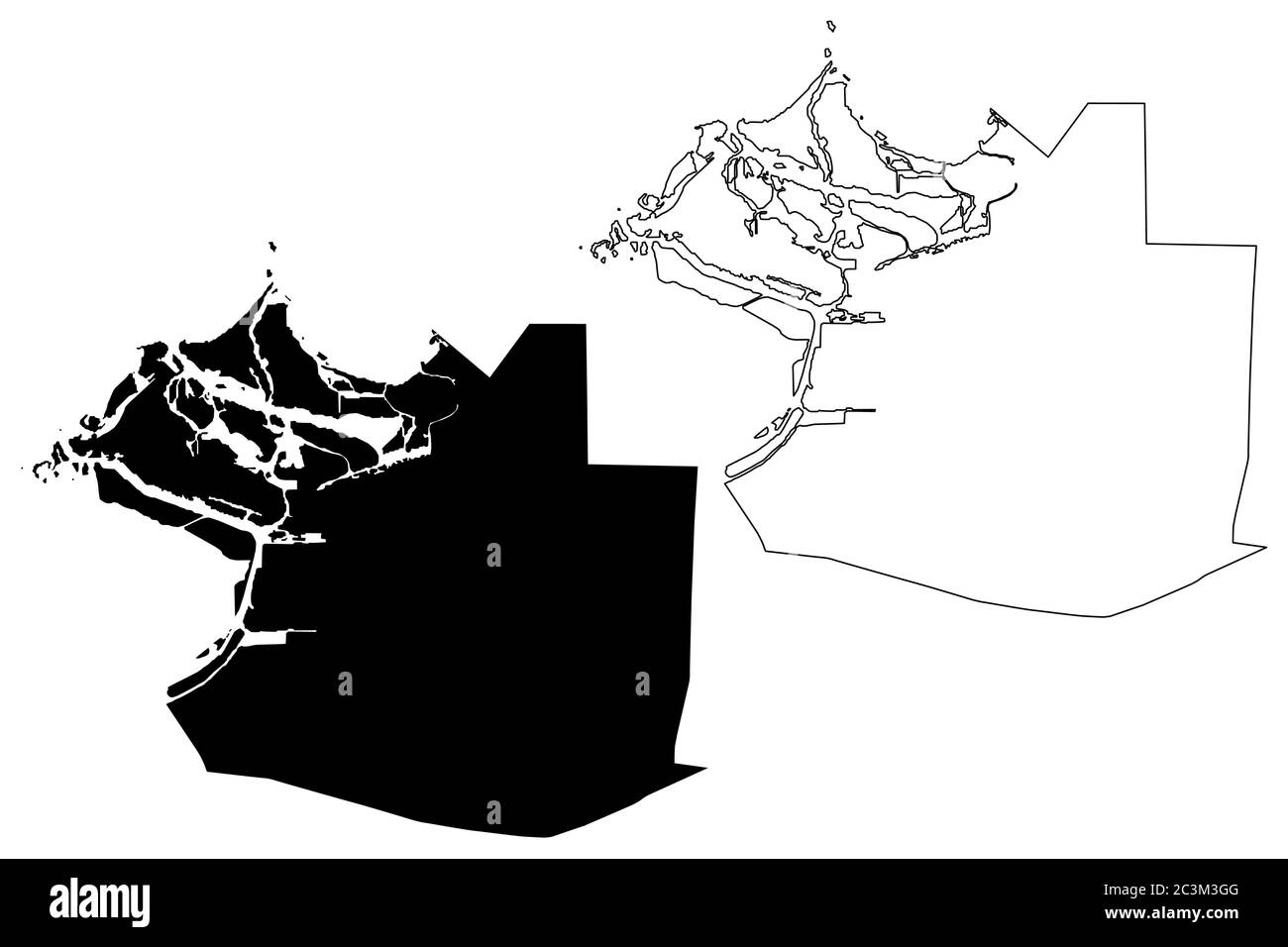 Abu Dhabi City (Emirati Arabi Uniti, Emirati Arabi Uniti, Emirati Arabi Uniti, Emirati Arabi Uniti) mappa vettoriale illustrazione, scrimble sketch Città di Abu Dhabi mappa Illustrazione Vettoriale
