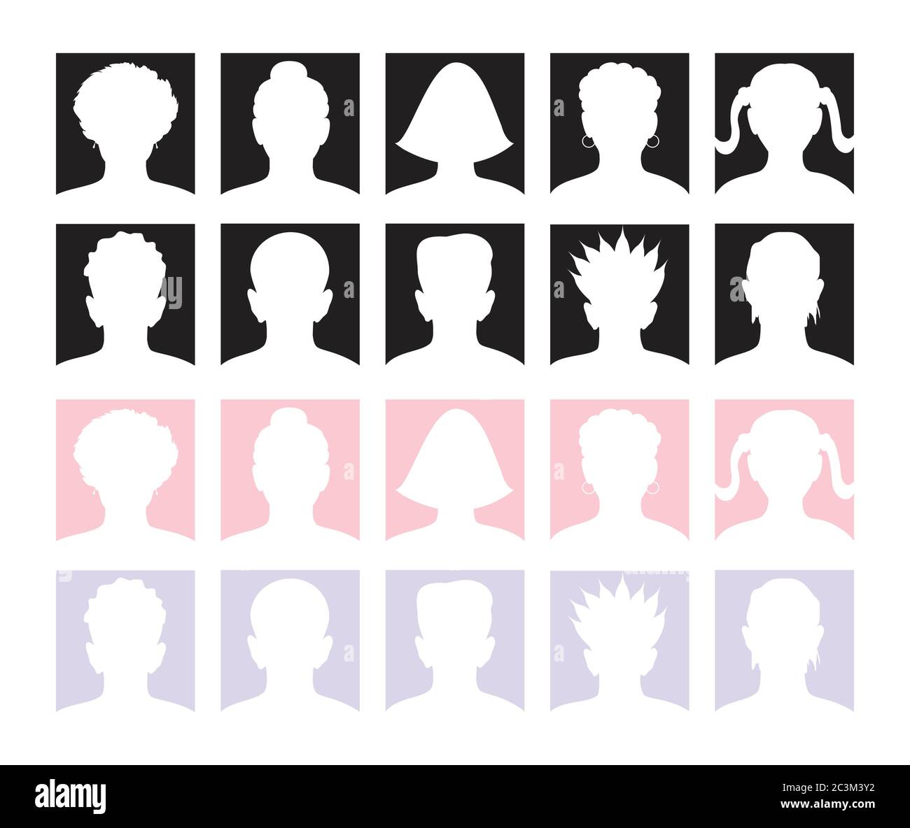 Set di Avatar anonimi e Mugshots. Illustrazione vettoriale. Illustrazione Vettoriale