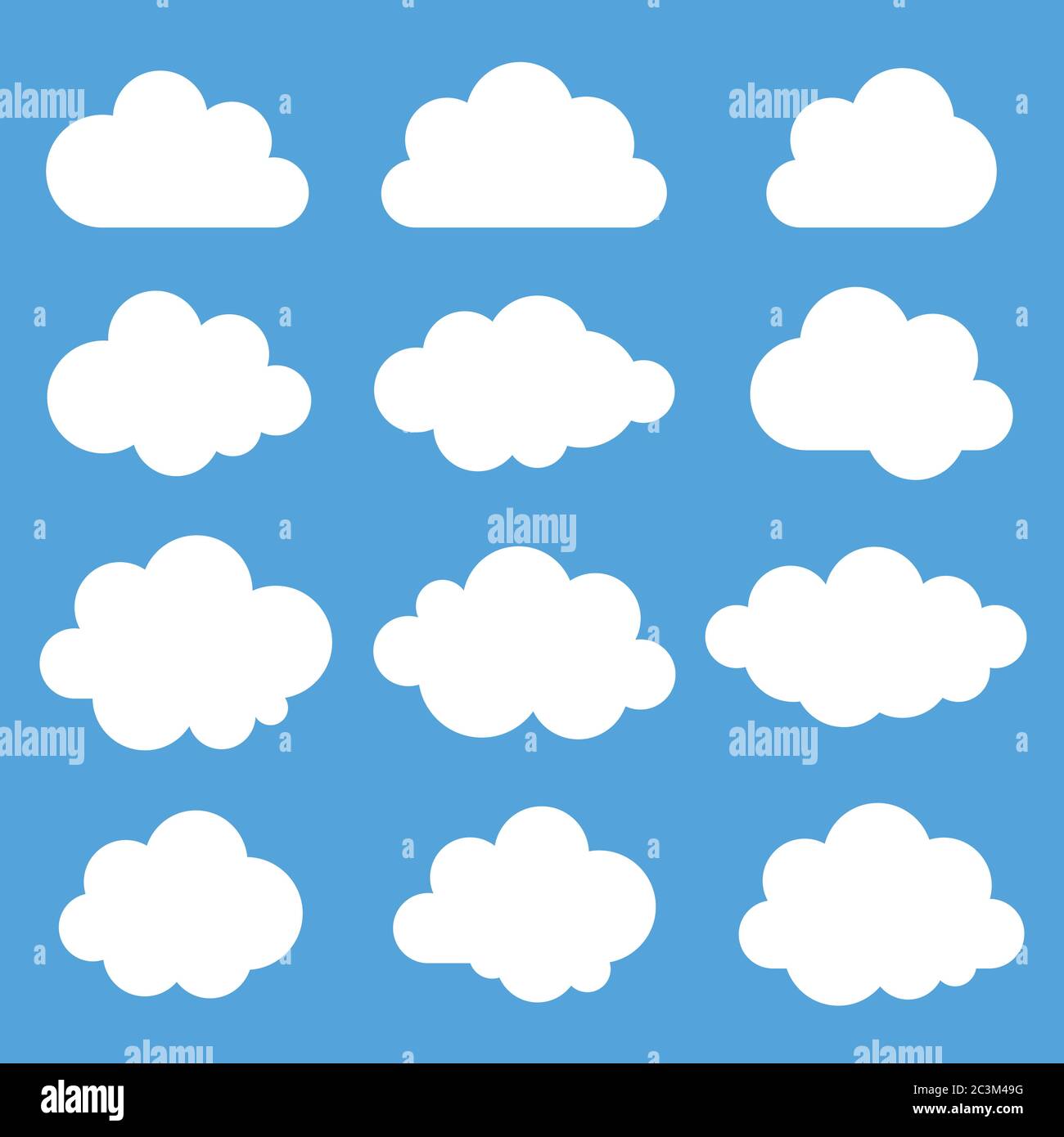Set di 12 nuvole bianche, vettoriali Illustrazione Vettoriale