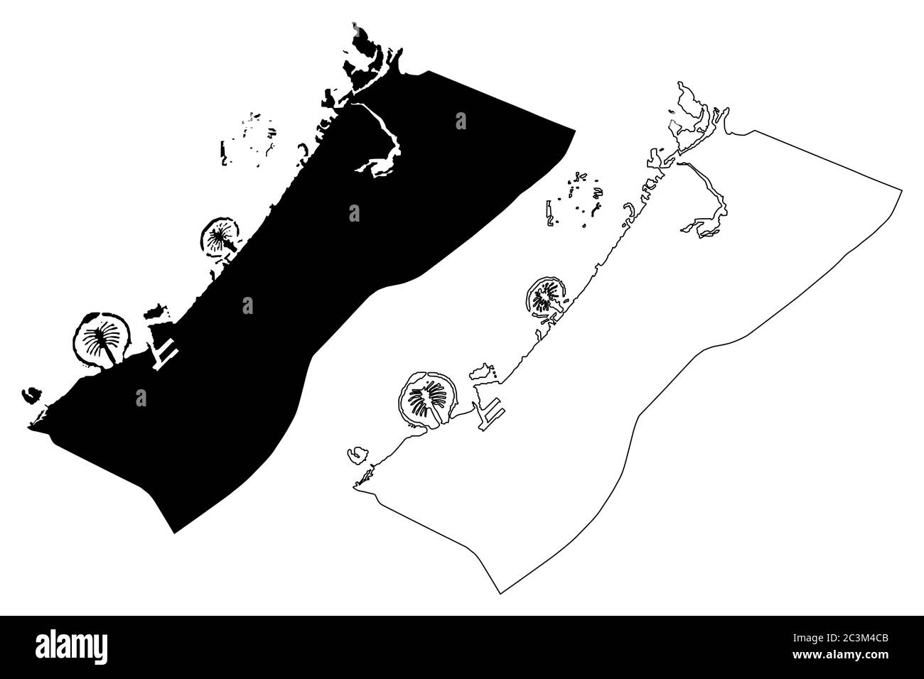 Dubai City (Emirati Arabi Uniti, Emirati Arabi Uniti, Emirati Arabi Uniti, Emirati Arabi Uniti) mappa vettoriale illustrazione, scrimbolo schizzo Città di Dubai mappa Illustrazione Vettoriale