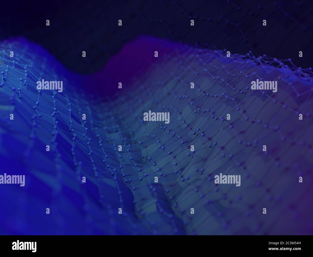 Abstract spazio poligonale bassa poli sfondo con punti di collegamento e le linee. Struttura di collegamento. Sfondo poligonale. Il rendering 3D Foto Stock