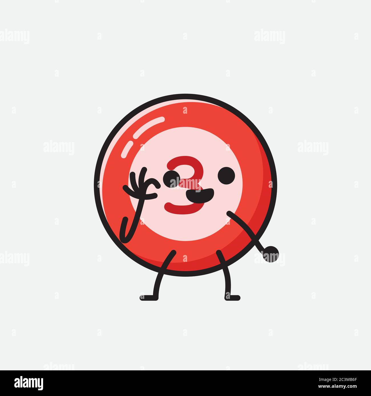 Un'illustrazione del carattere vettoriale della mascotte della sfera del Bilbardo carino nello stile di disegno piatto Illustrazione Vettoriale