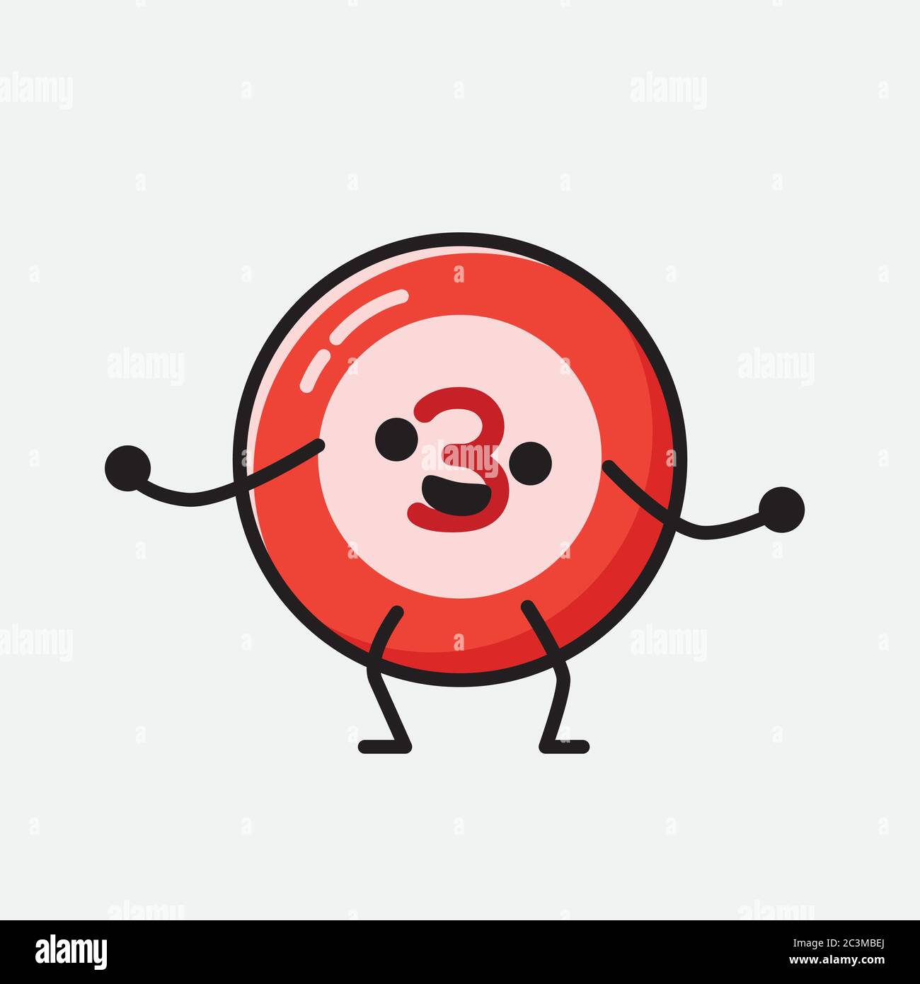 Un'illustrazione del carattere vettoriale della mascotte della sfera del Bilbardo carino nello stile di disegno piatto Illustrazione Vettoriale