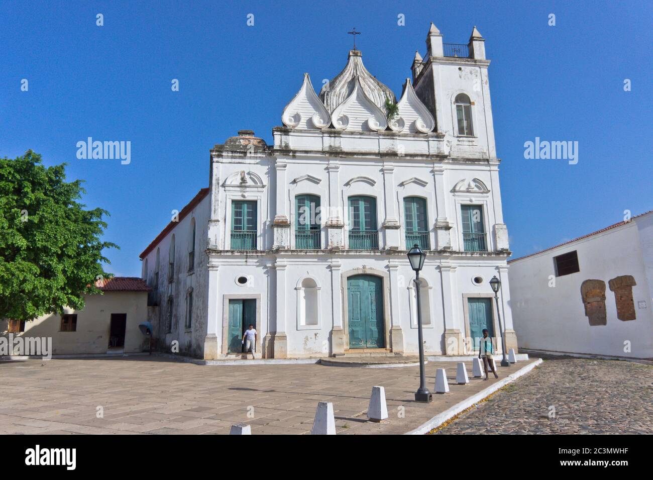 Vista sulla strada della città vecchia Sao Luis, Brasile, Sud America Foto Stock