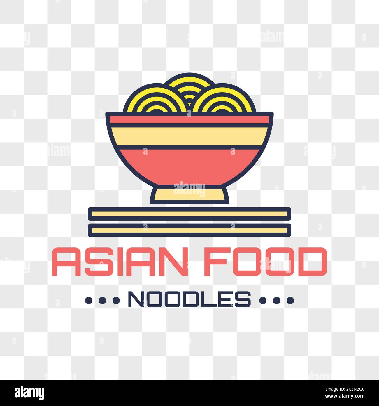 logo asiatico del cibo isolato su sfondo trasparente. illustrazione vettoriale Illustrazione Vettoriale