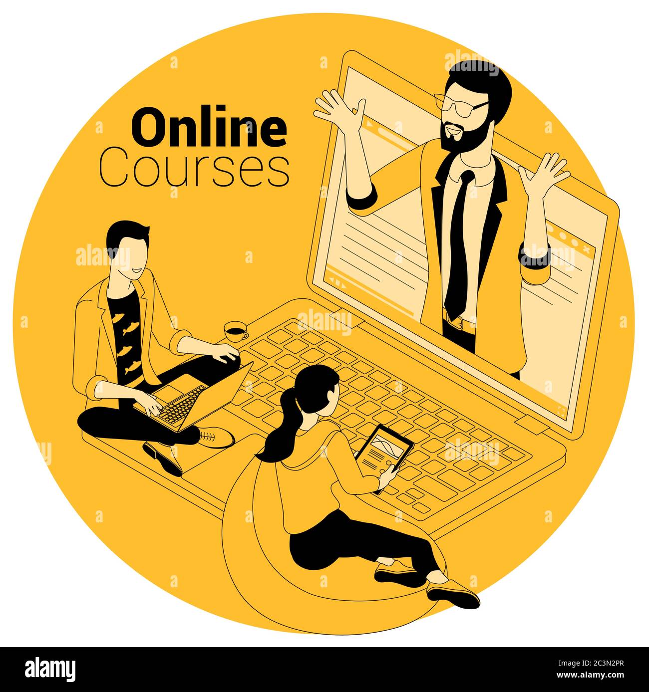 corsi online, formazione, formazione Illustrazione Vettoriale