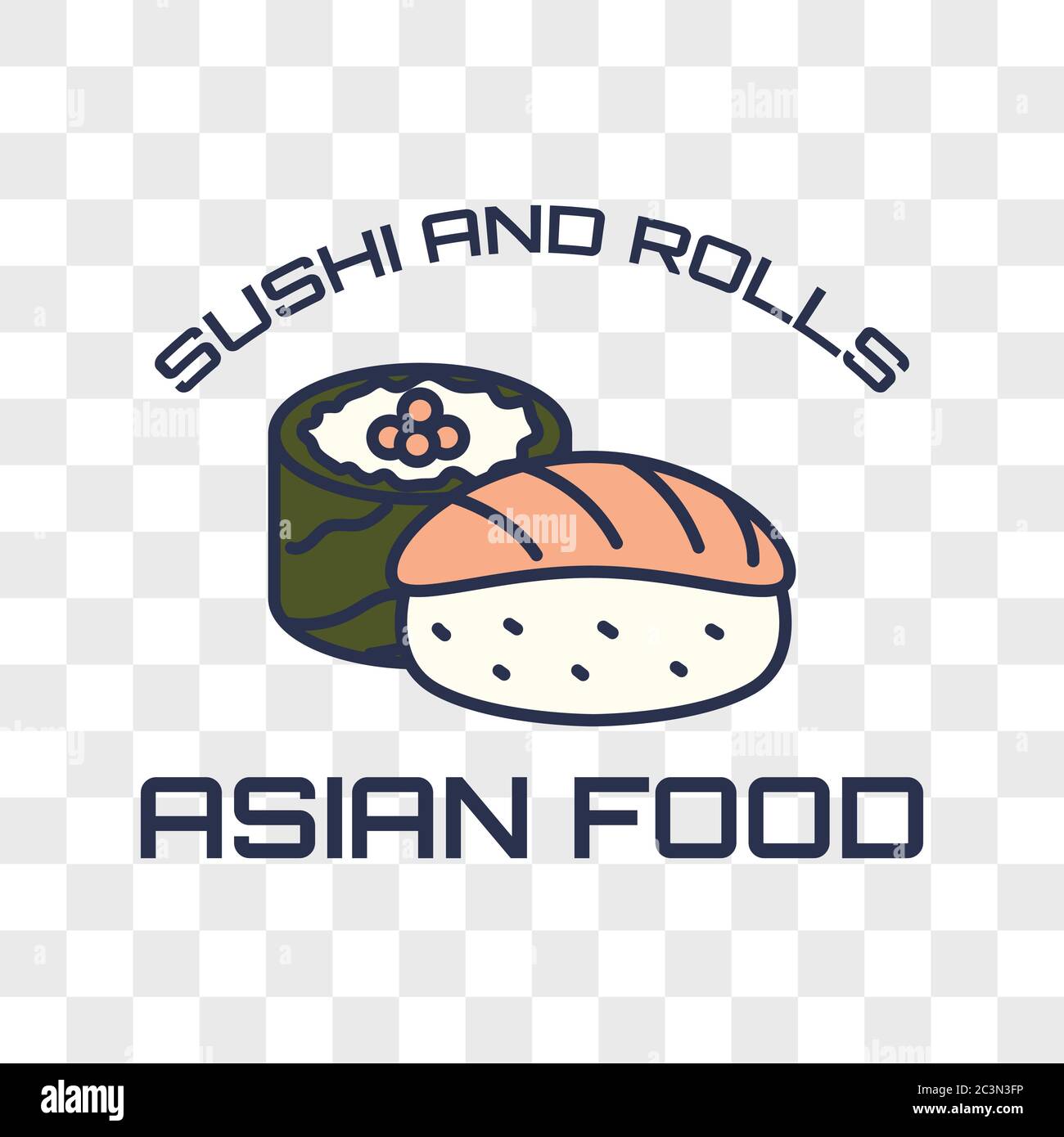 logo asiatico del cibo isolato su sfondo trasparente. illustrazione vettoriale Illustrazione Vettoriale
