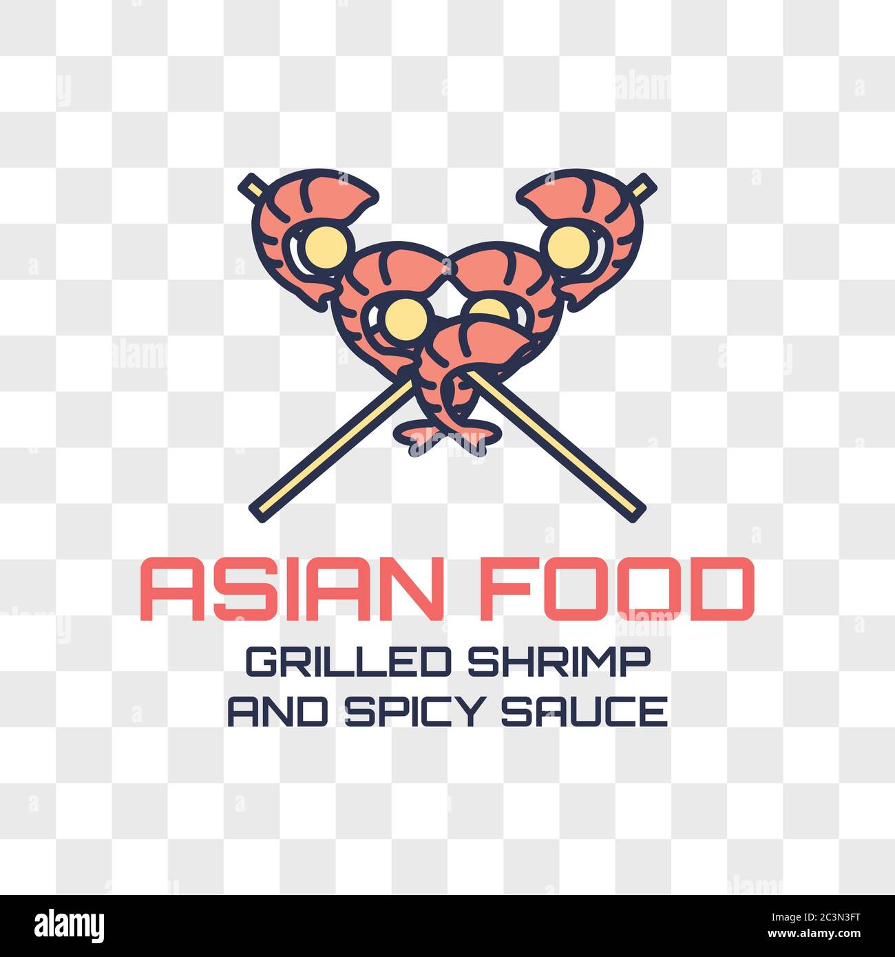 logo asiatico del cibo isolato su sfondo trasparente. illustrazione vettoriale Illustrazione Vettoriale