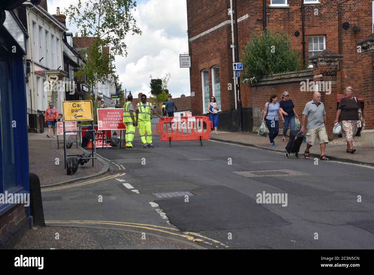 Misure di sicurezza in Wymondham Foto Stock