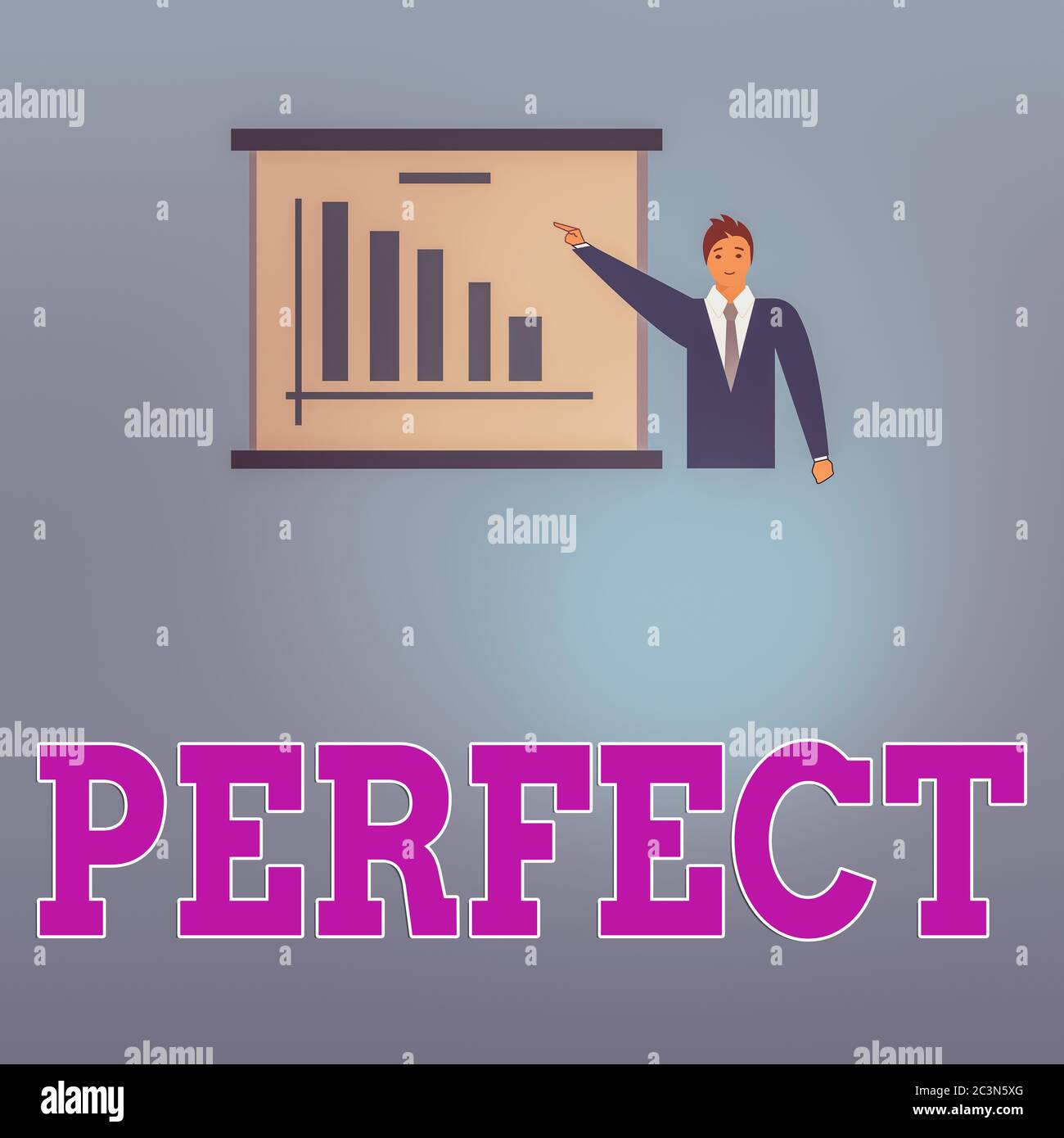 Testo di scrittura perfetto. Foto concettuale completa senza difetti o difetti preciso preciso o preciso uomo in tuta da lavoro che indica un Foto Stock