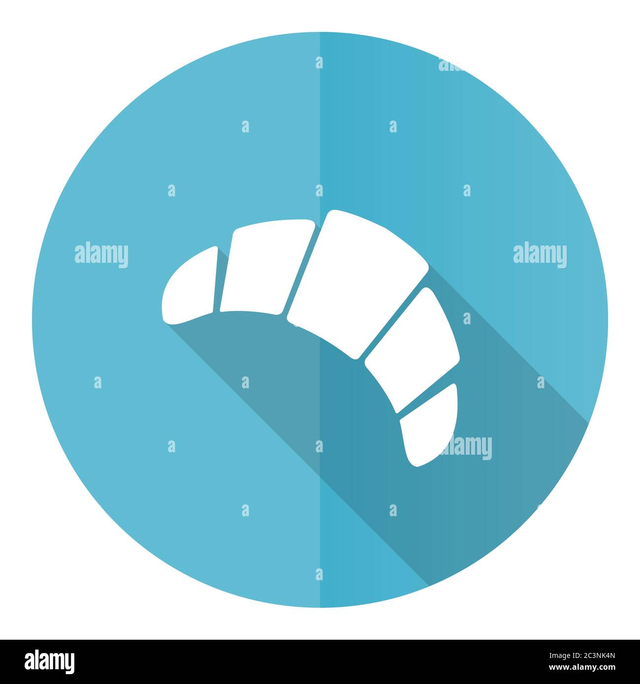 Icona vettoriale croissant, pulsante web rotondo blu dal design piatto isolato su sfondo bianco Illustrazione Vettoriale