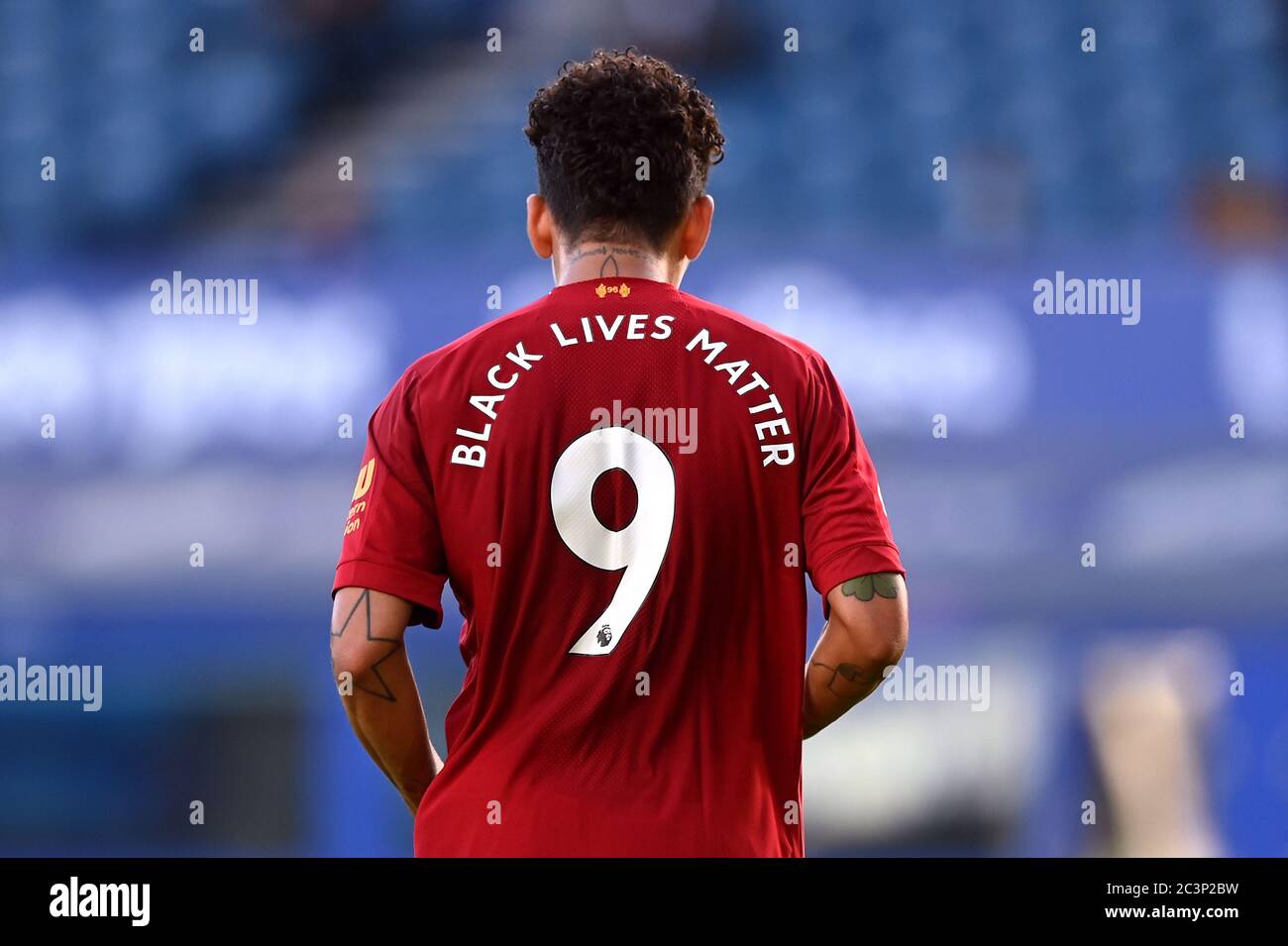 Black Lives conta sulla maglia di Roberto Firmino di Liverpool durante la  partita della Premier League al Goodison Park, Liverpool Foto stock - Alamy