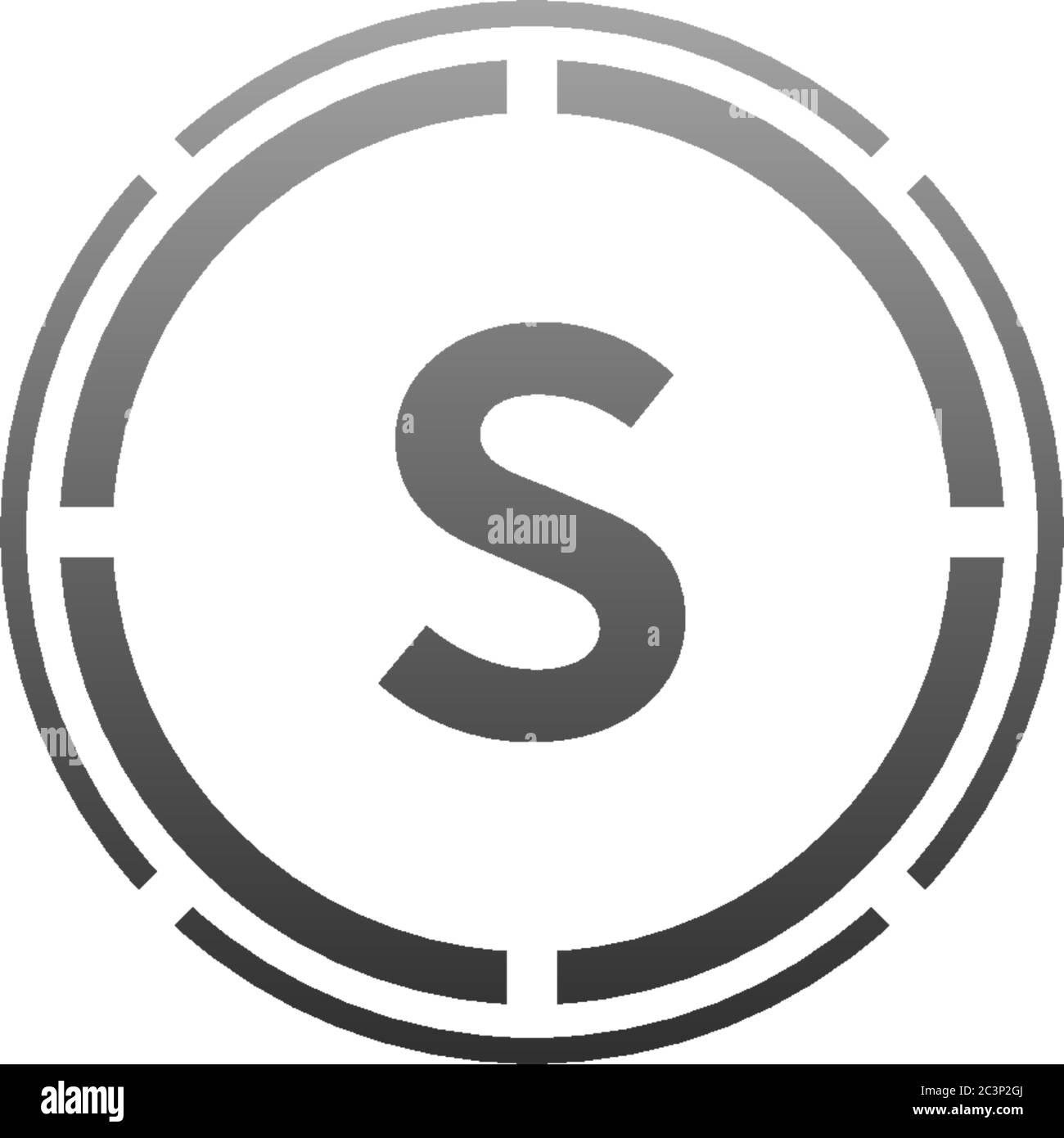Concetto di design con lettera del logo Circle S nell'illustrazione dei colori sfumati Illustrazione Vettoriale