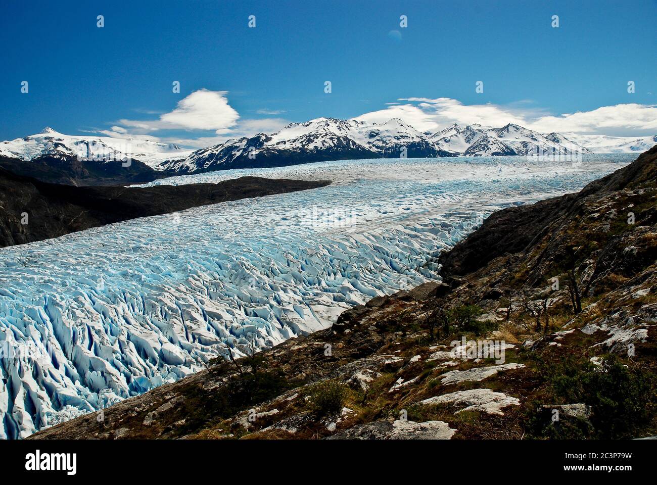 Vista di Hielo Patagonico sur dal Gray Lodge Foto Stock
