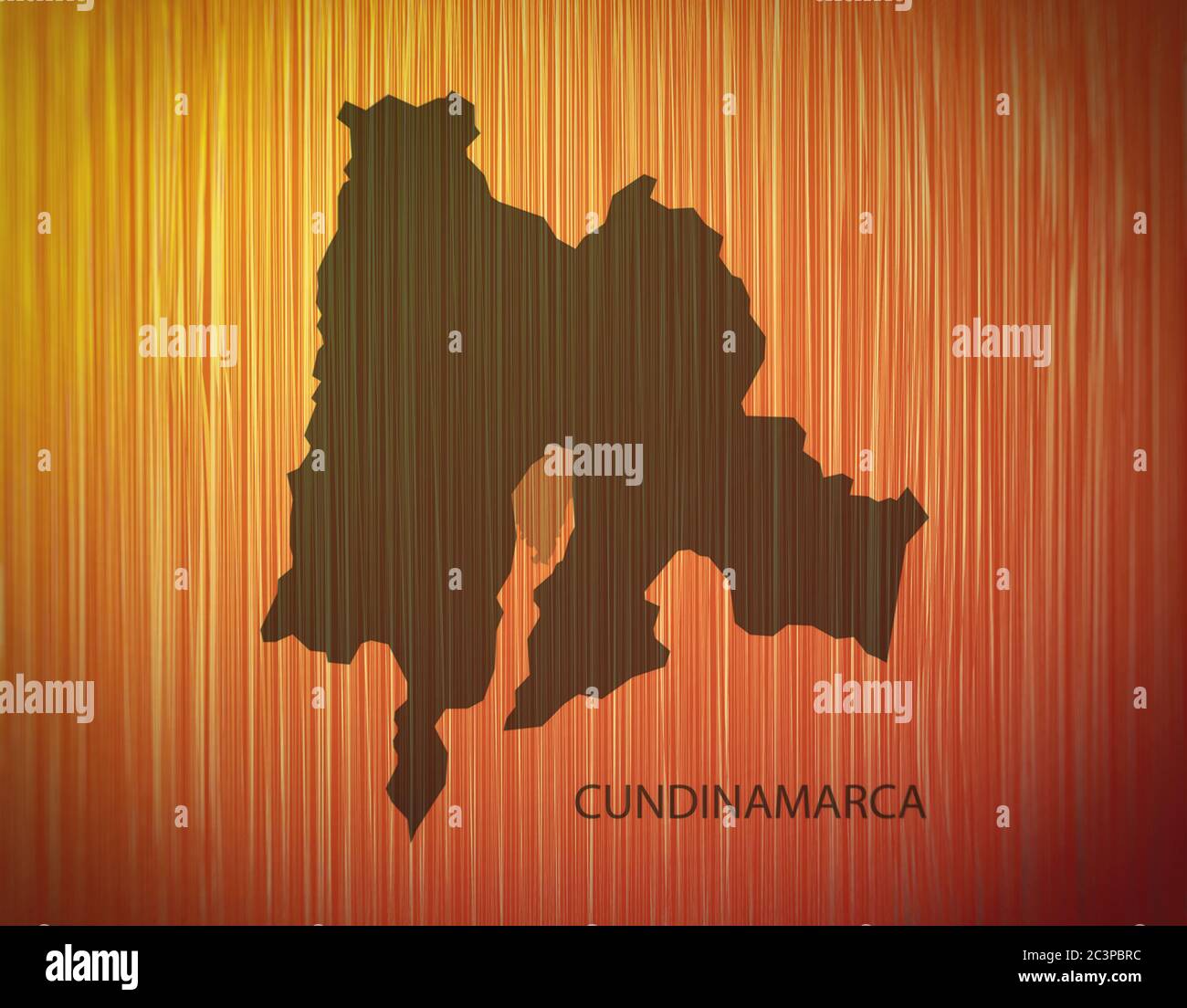 Mappa del Dipartimento di Cundinamarca, Colombia, su sfondo ligneo, illustrazione 3D Foto Stock