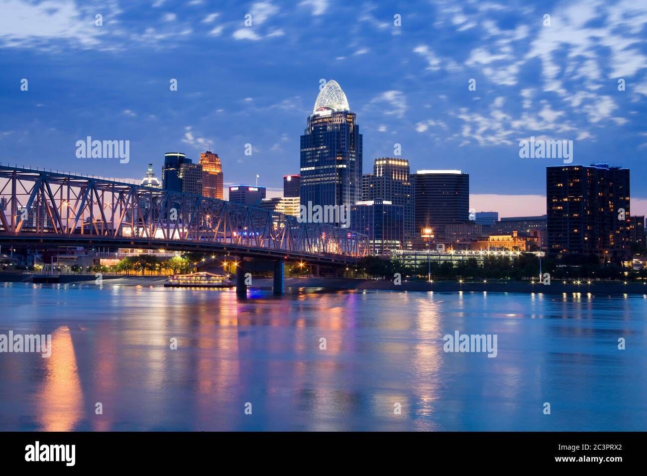 Cincinnati e Ohio River, Ohio, Stati Uniti Foto Stock