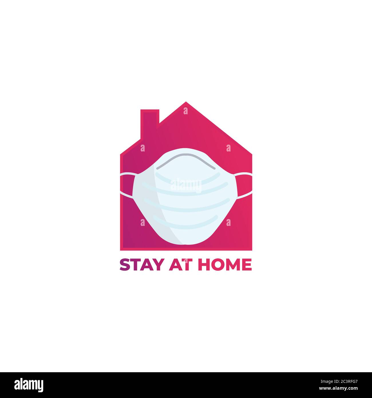Soggiorno a casa Coronavirus avvertimento logo . Testo per prevenire lo scoppio della disperazione. Illustrazione Vettoriale