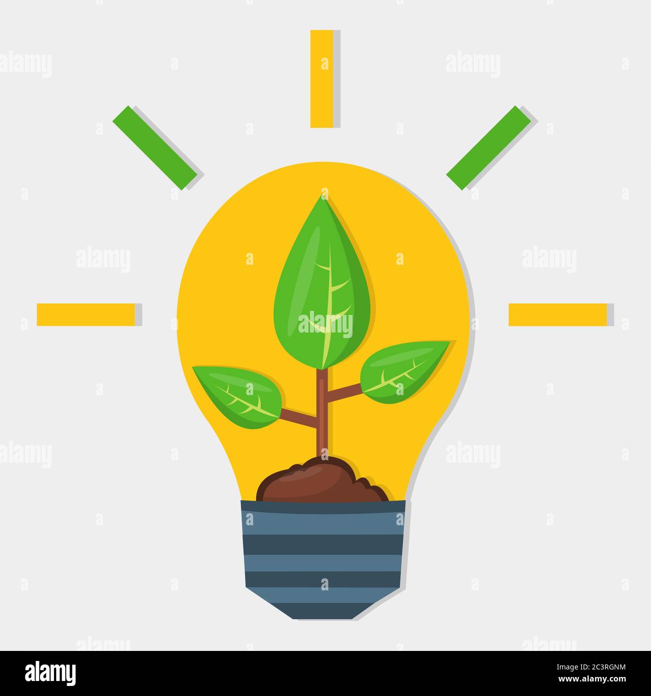 lampada a bulbo con impianto interno per l'illustrazione vettoriale del concetto di energia di riciclo Illustrazione Vettoriale