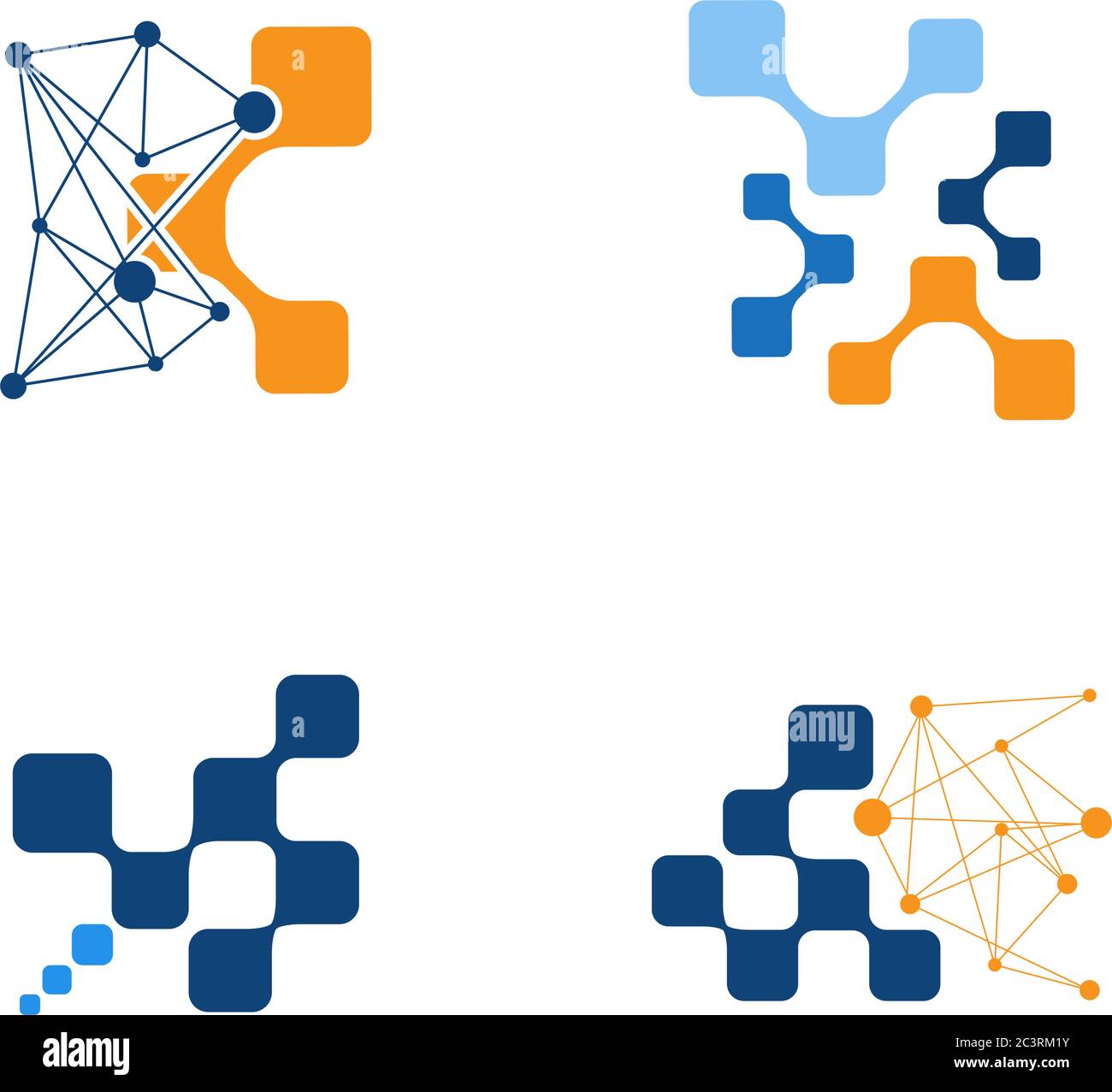 set di icone del logo della tecnologia di connessione, modello del logo internet Illustrazione Vettoriale