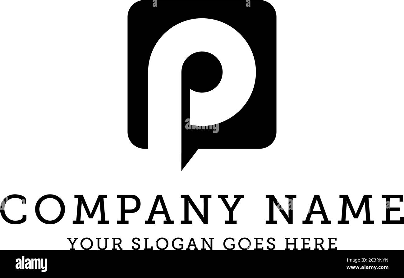 P quadrato logo idea vettore illustrazione, tubo idraulico logo disegno Illustrazione Vettoriale