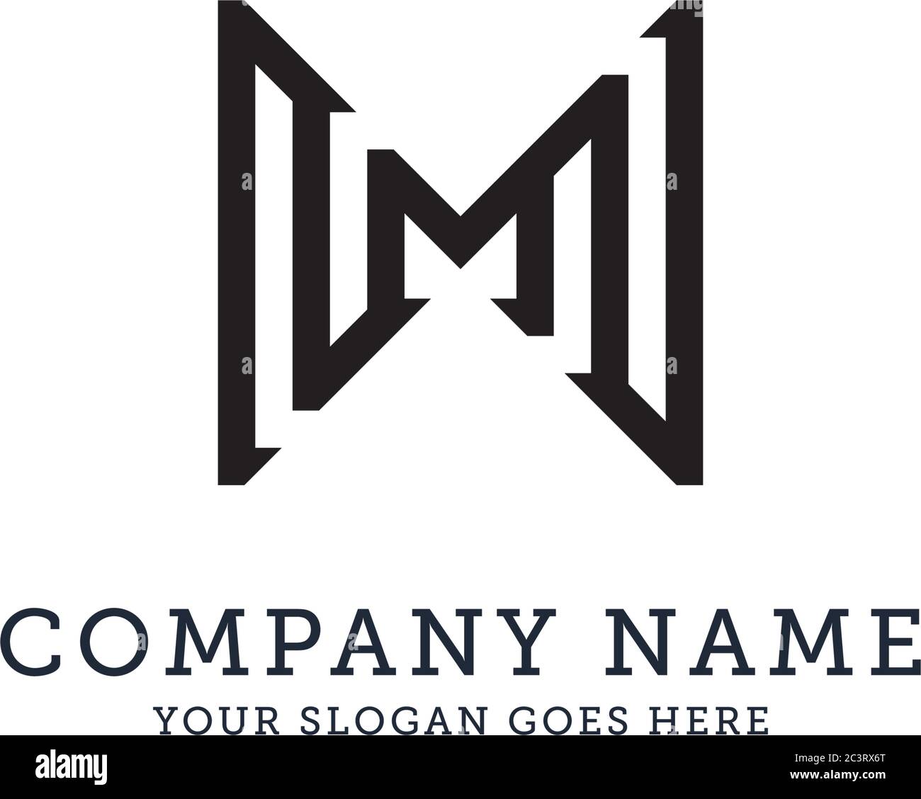 M letter logo design, line art logo template, militare logo, forte e pulito logo disegni, può utilizzare per il tuo marchio, marchio di identità o commerci Illustrazione Vettoriale