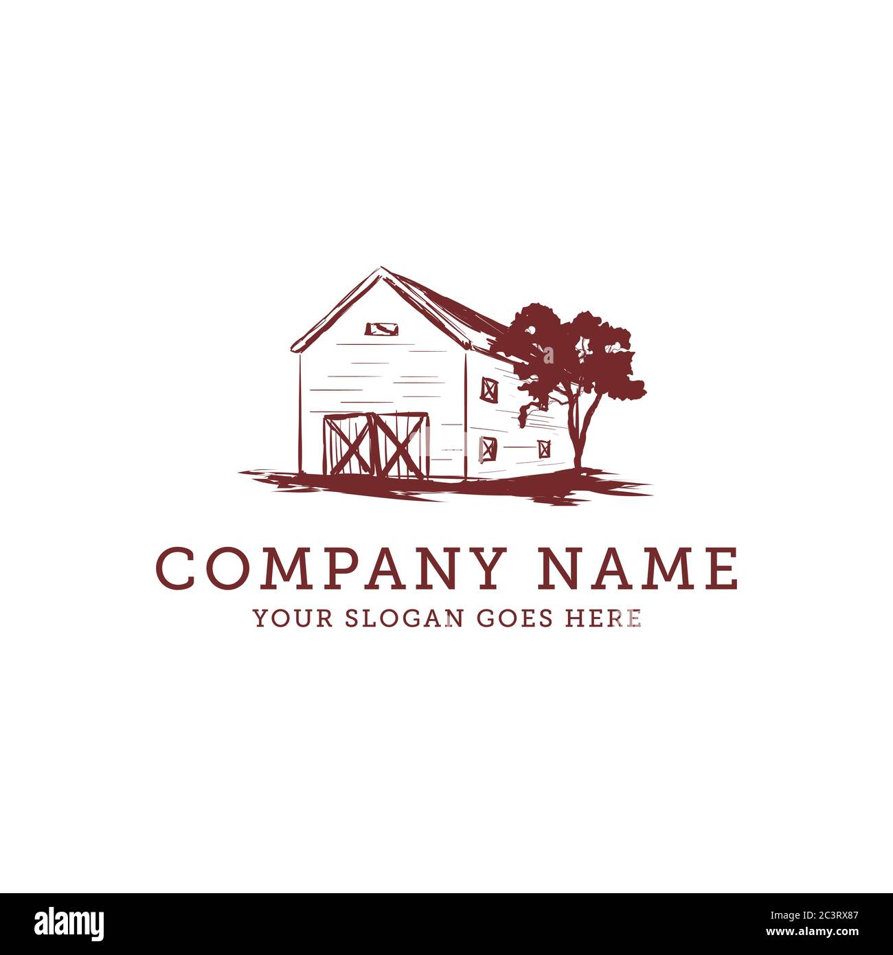 barn vintage fattoria logo idea, magazzino fattoria logo disegno vettore Illustrazione Vettoriale
