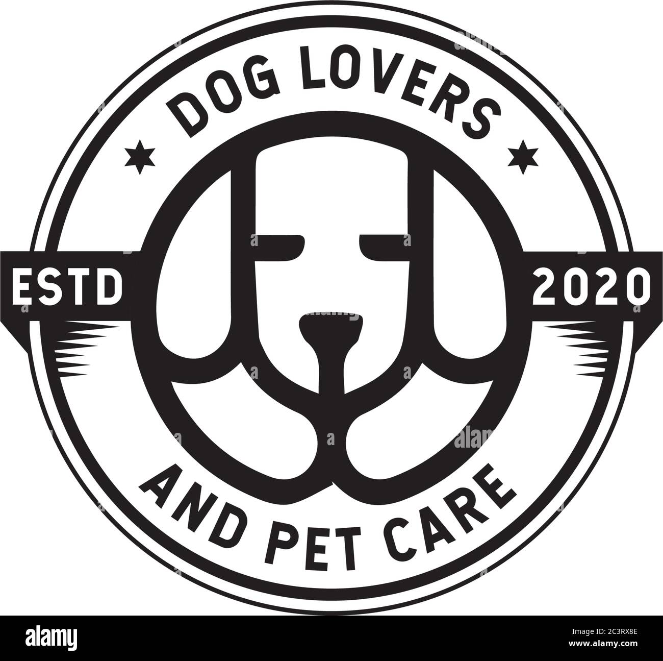 Logo di cura dell'animale domestico dell'amante del cane, può usare per il vostro marchio, identità marcante a caldo o marchio Illustrazione Vettoriale