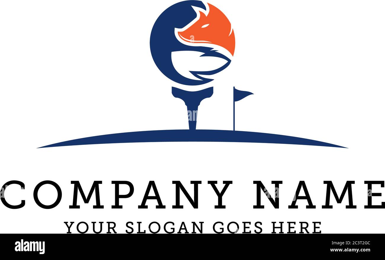Fox golf ball club logo modello, bellezza volpe cerchio logo illustrazione vettore Illustrazione Vettoriale