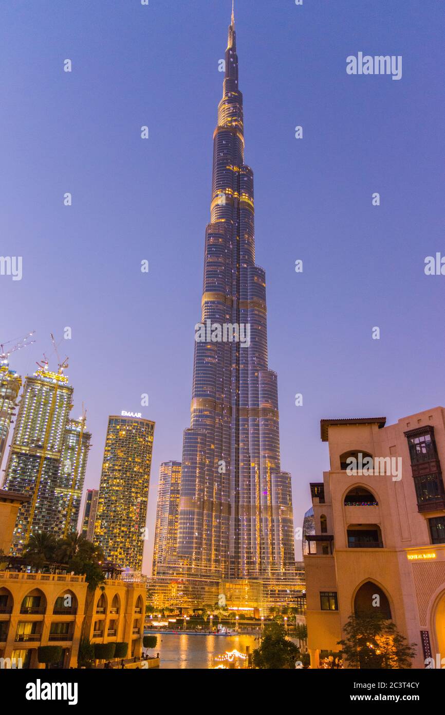 Dubai, Emirati Arabi Uniti, 20 gennaio 2020: Burj Khalifa tower Foto Stock