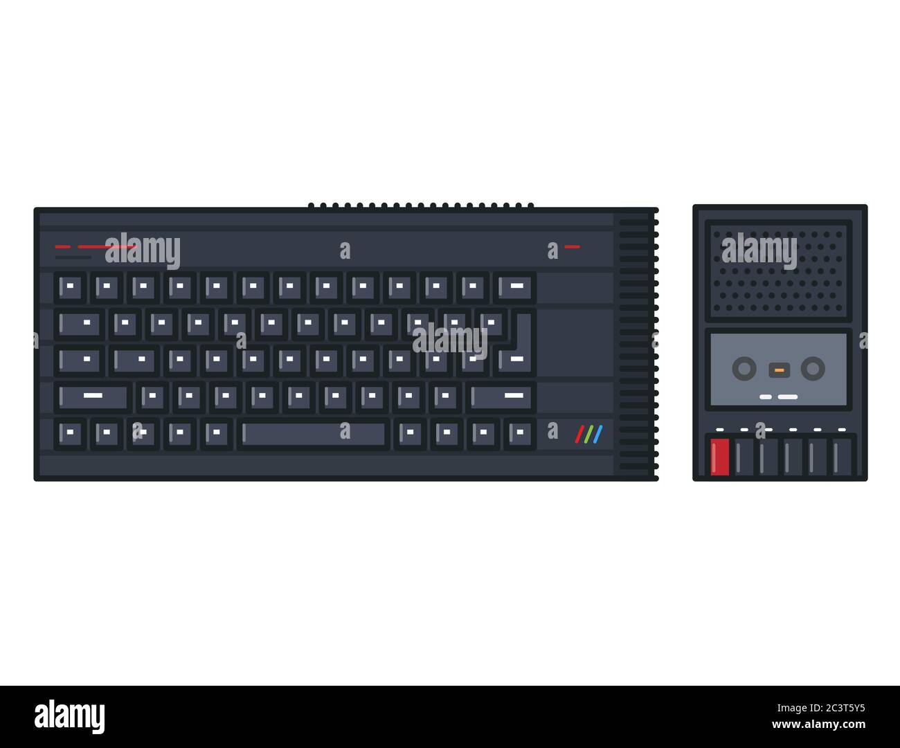 Vecchio computer di casa con cassetta per tastiera Illustrazione Vettoriale