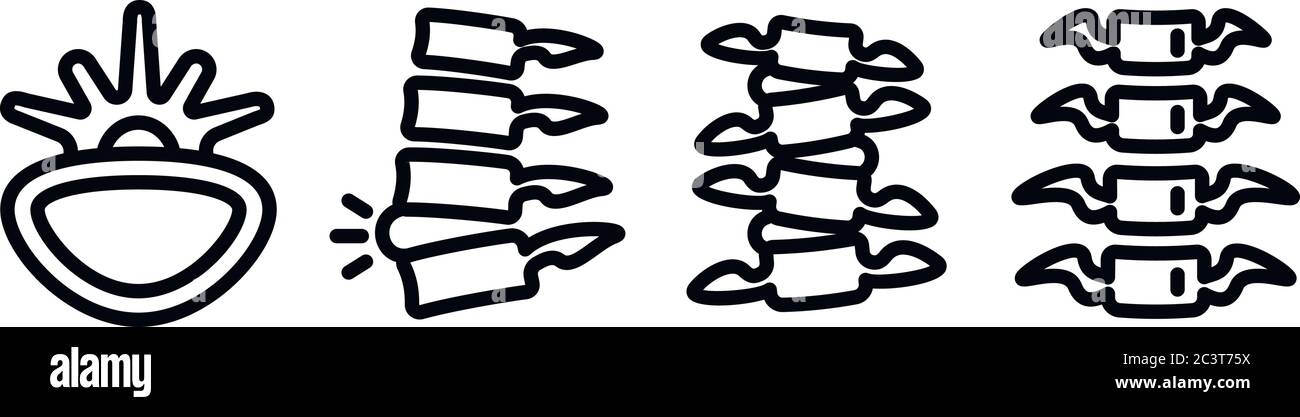 Le icone della colonna vertebrale. Set di contorno della colonna vertebrale icone vettoriali per il web design isolato su sfondo bianco Illustrazione Vettoriale