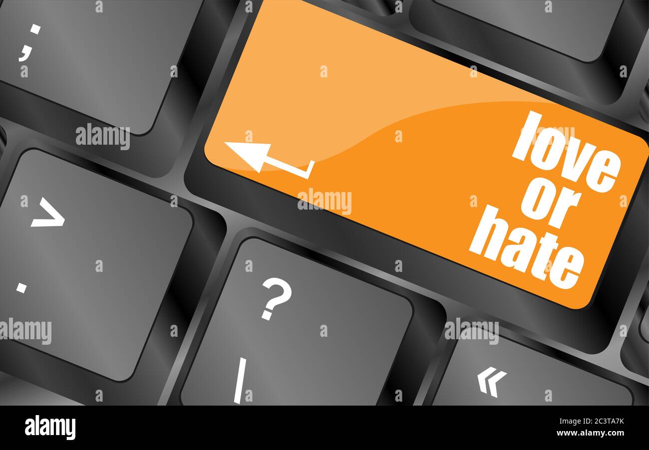 Amore o odio relazioni impressioni di comunicazione delle valutazioni recensioni tastiera del computer chiave, Foto Stock