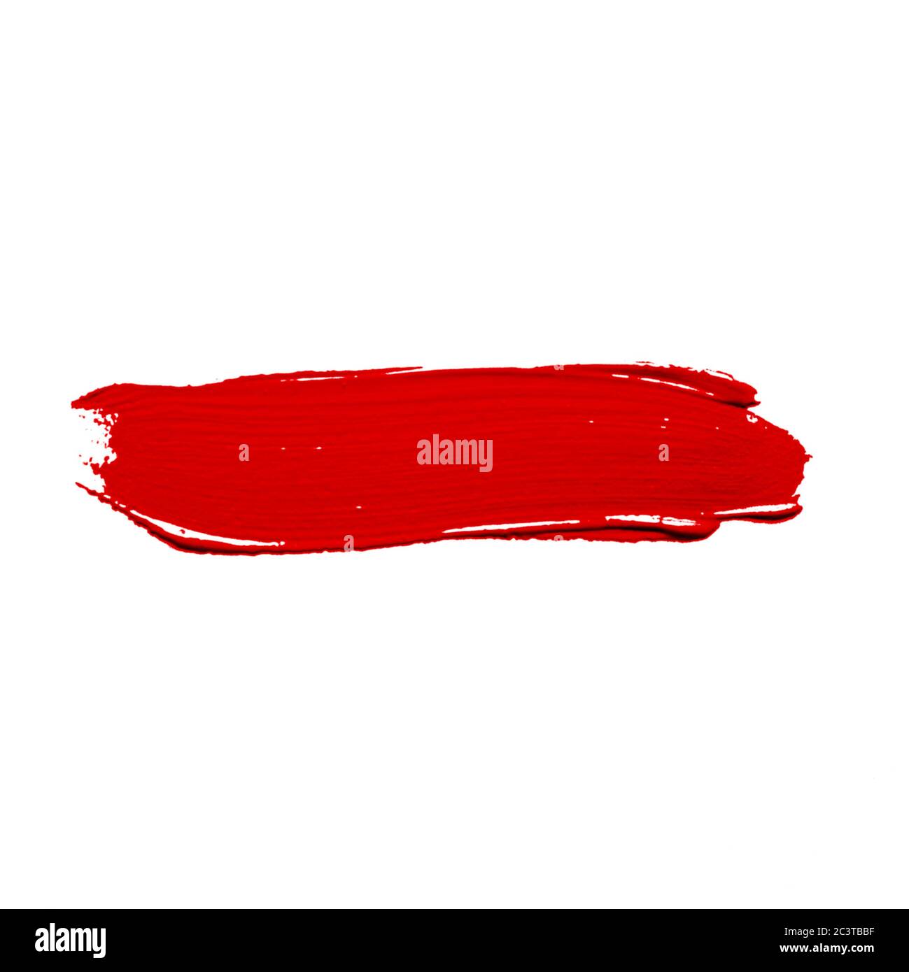 Sbavature del rossetto rosso isolato su sfondo bianco Foto Stock