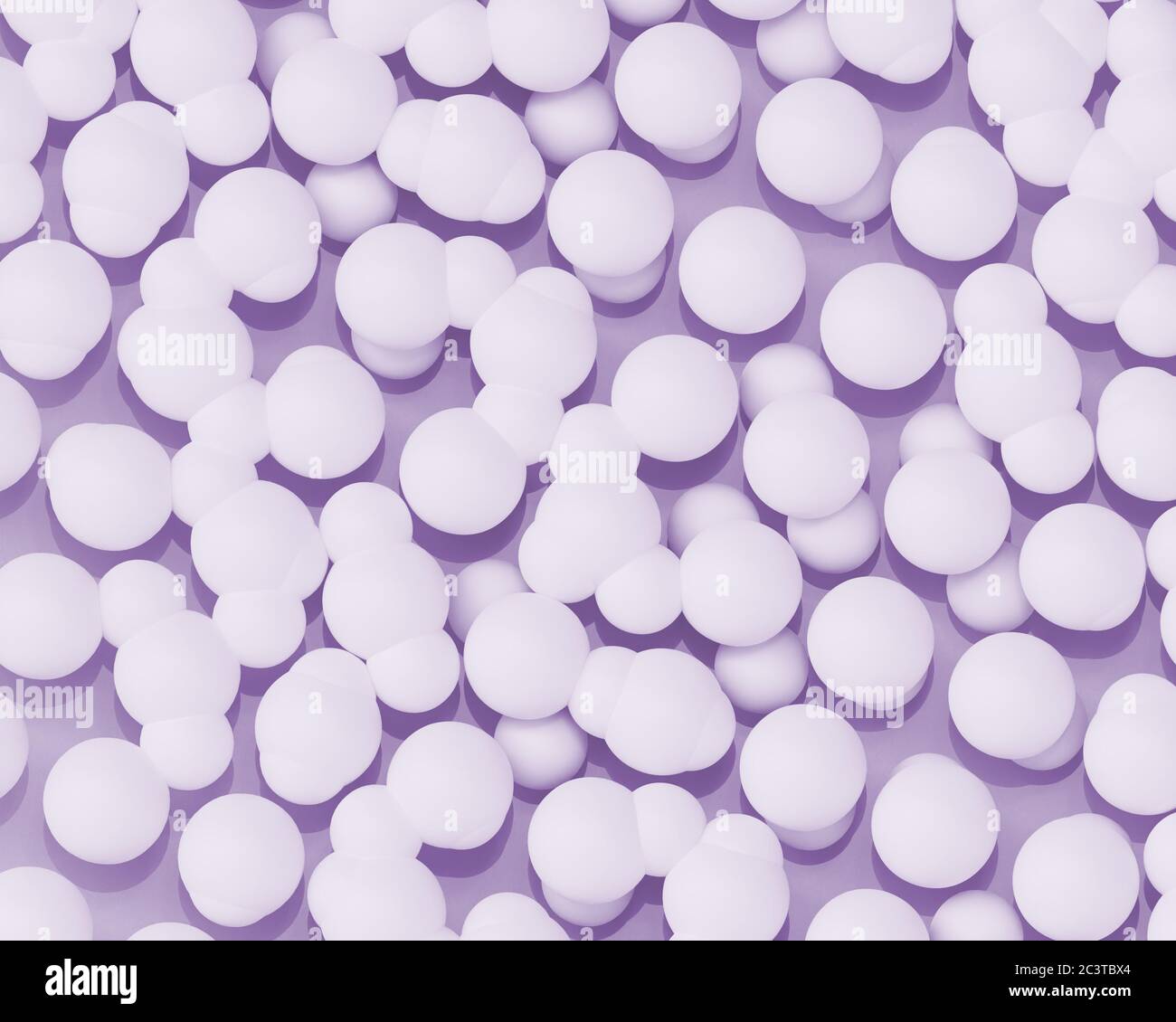 Sfondo astratto con sfere 3d. Gruppo di sfere bianche. Bolle o perline bianche. Illustrazione 3D Foto Stock