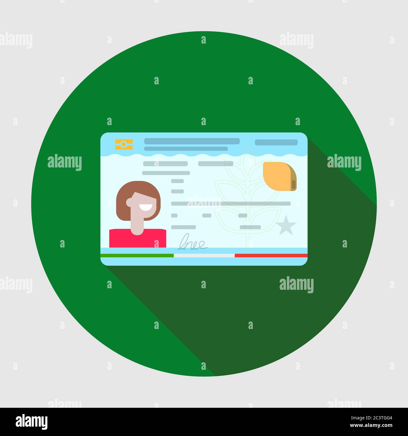 Italiano ID CIE icona piatta con lunga ombra Illustrazione Vettoriale