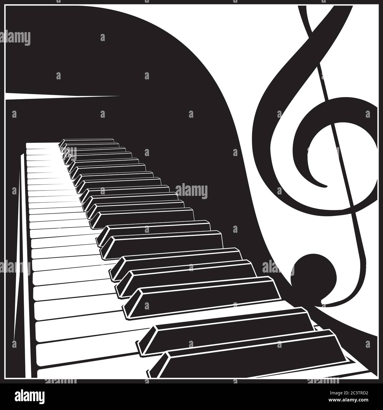Illustrazione vettoriale stilizzata di una tastiera a piano o pianoforte  con una nota simbolica Immagine e Vettoriale - Alamy