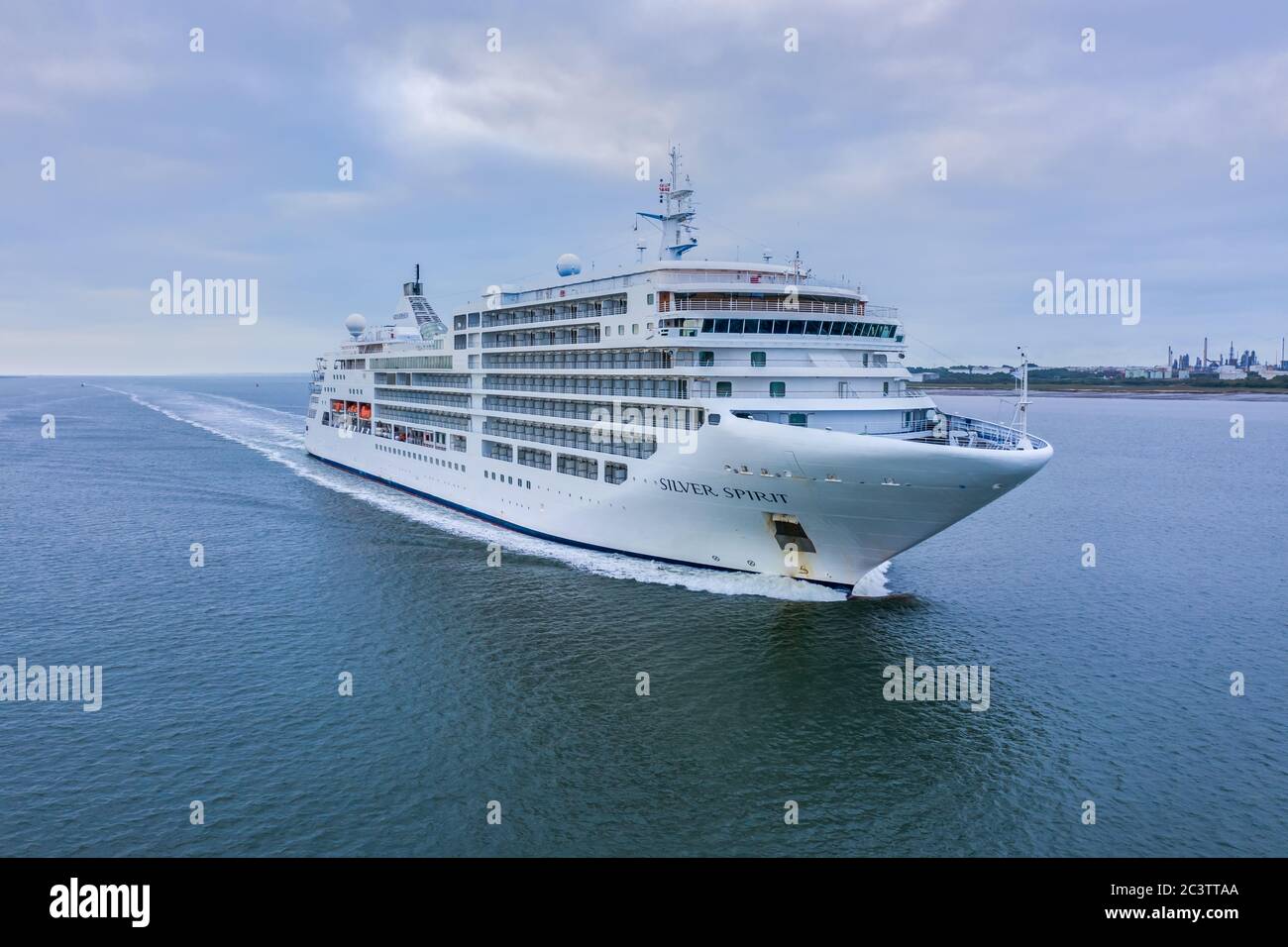 Foto aerea della nave da crociera Silver Sprint Cruises di Silversea Foto Stock