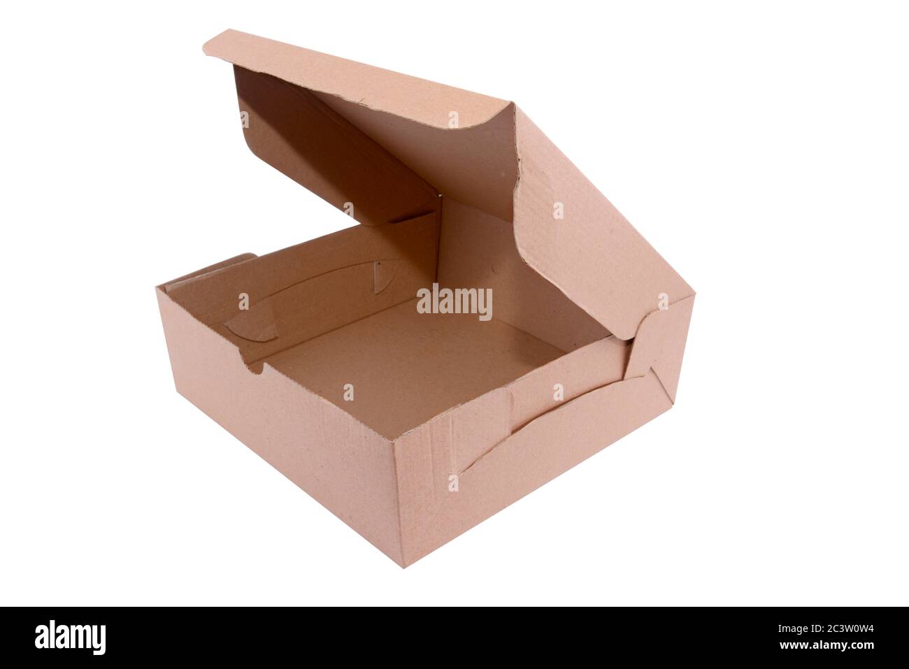 Scatola di cartone isolate su sfondo bianco Foto Stock