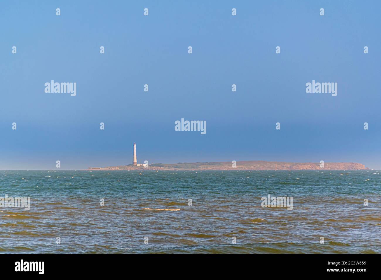 Lungamente distante tiro l'isola di lobos paesaggio, punta del este, uruguay Foto Stock