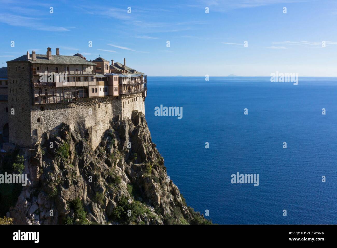 Monastero di Simonos Petra, Monte Athos, vista del Monastero Ortodosso, Grecia Foto Stock
