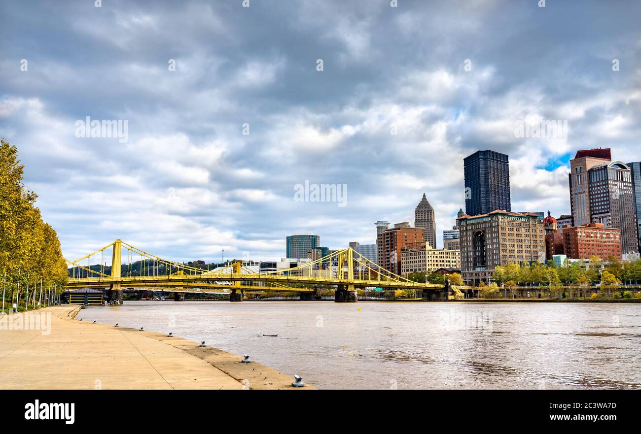 Il fiume Allegheny a Pittsburgh, Pennsylvania, Stati Uniti Foto Stock