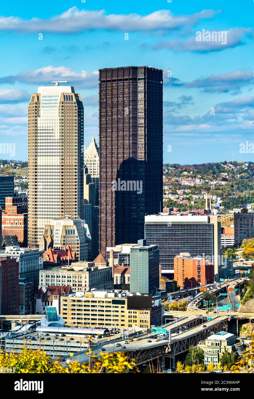 Grattacieli nel centro di Pittsburgh. Pennsylvania, Stati Uniti Foto Stock