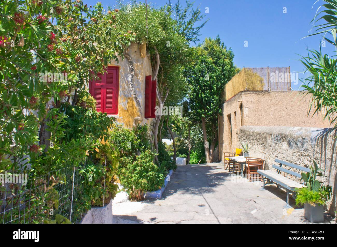 Anafiotika, vista della città vecchia Plaka, Atene, Grecia Foto Stock