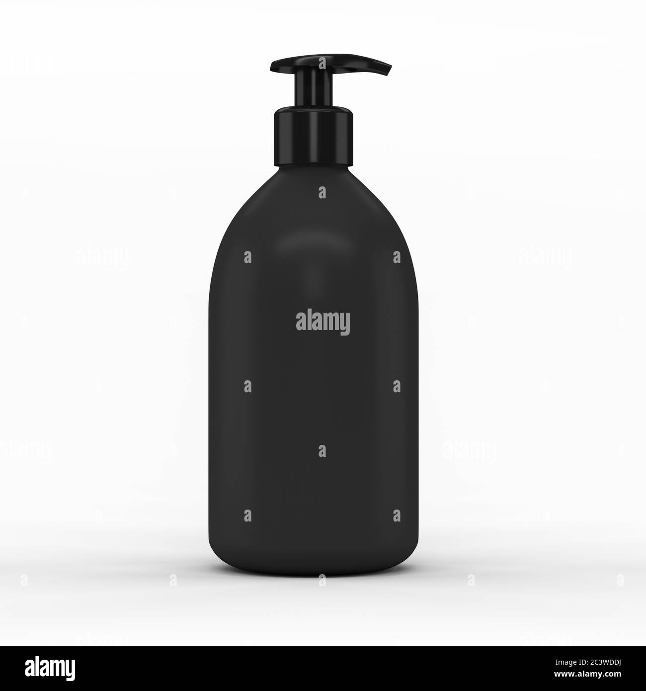 Flacone in plastica nera con dispenser per cosmetici - mockup.illustrazione 3d Foto Stock