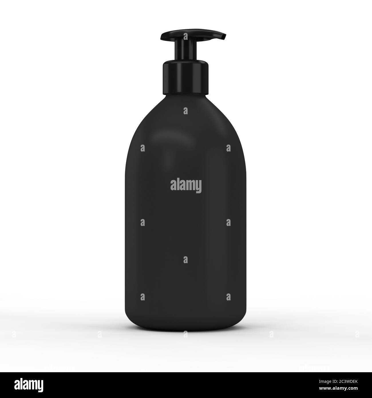 Flacone in plastica nera con dispenser per cosmetici - mockup.illustrazione 3d Foto Stock