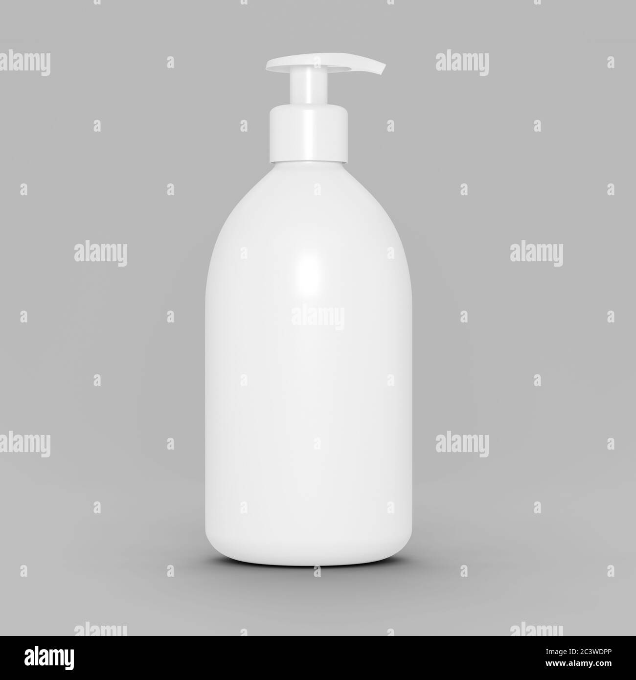 Flacone in plastica bianca con dispenser per cosmetici - mockup. illustrazione 3d Foto Stock