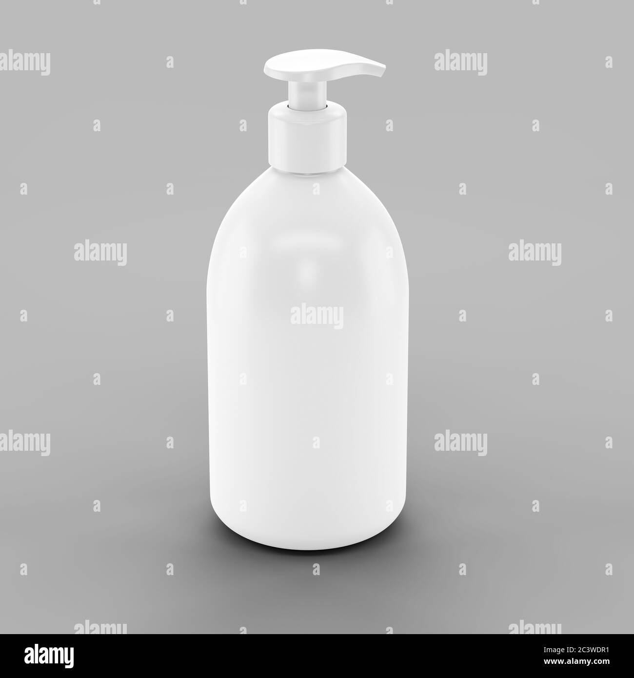 Flacone in plastica bianca con dispenser per cosmetici - mockup. illustrazione 3d Foto Stock