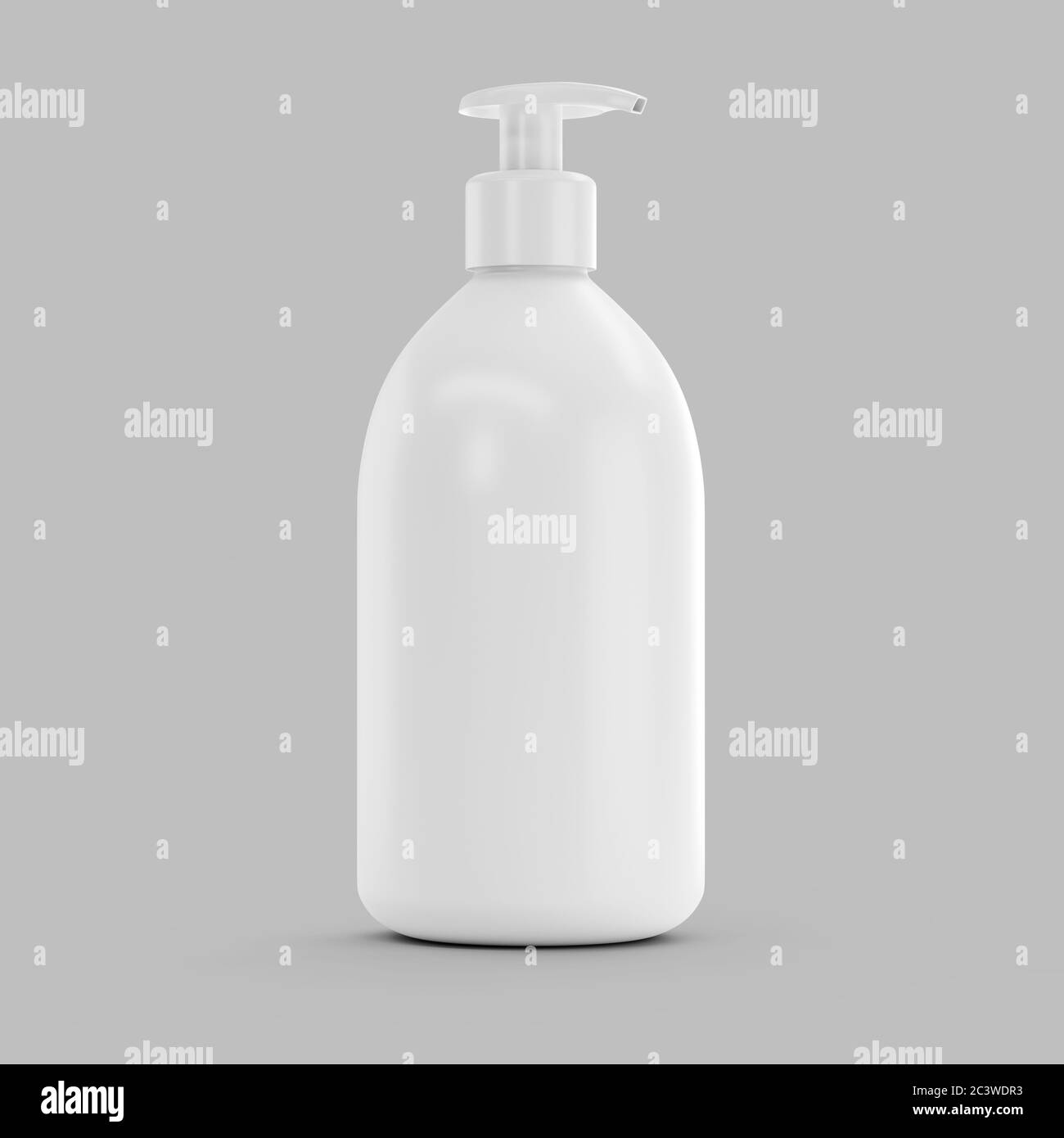 Flacone in plastica bianca con dispenser per cosmetici - mockup. illustrazione 3d Foto Stock