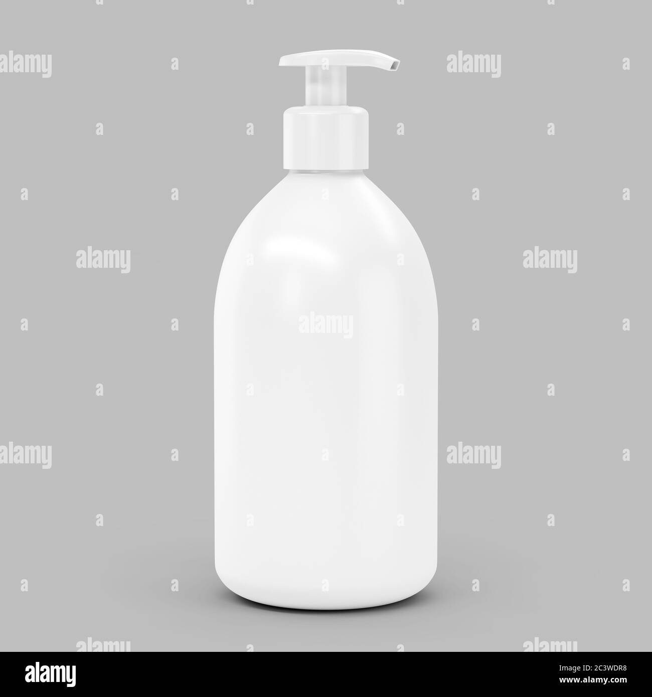 Flacone in plastica bianca con dispenser per cosmetici - mockup. illustrazione 3d Foto Stock